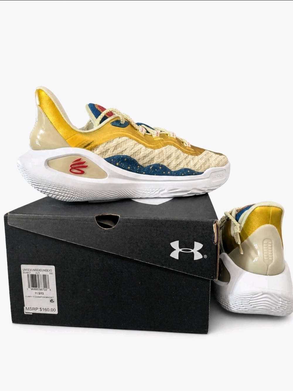 Under Armour Curry 11 Champion Mindset Basketball Low Top Gold/Blue 3026617